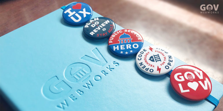 GovWebworks Buttons designed for the 2018 ISM Conference