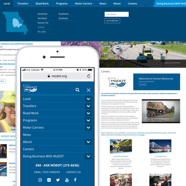 Screenshots of the Missouri Department of Transportation website