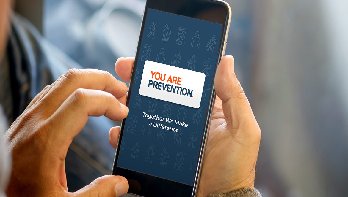 The You Are Prevention mobile application being accessed from a smartphone