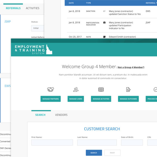 Screenshots of the Idaho Employment and Training system