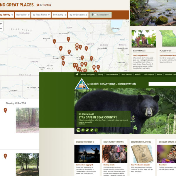 Screenshots of the Missouri Department of Conservation Website