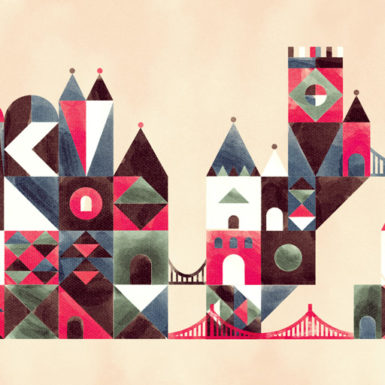 A graphic representing the No Wrong Drawbridge Approach featuring a castle of building blocks joined by many bridges