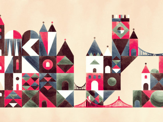 A graphic representing the No Wrong Drawbridge Approach featuring a castle of building blocks joined by many bridges