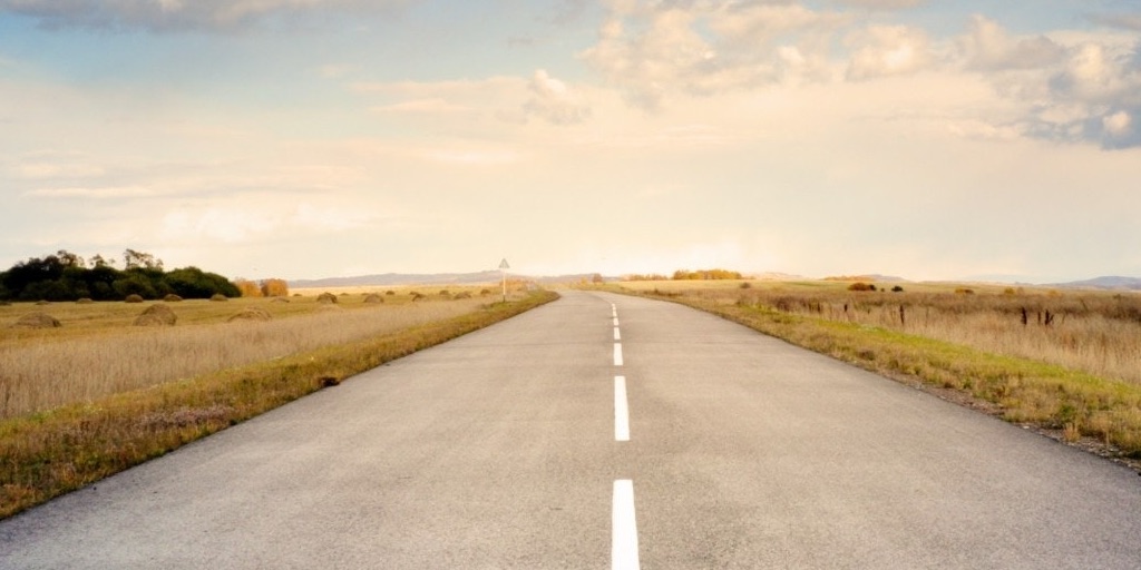 A country road stretching off to the horizon