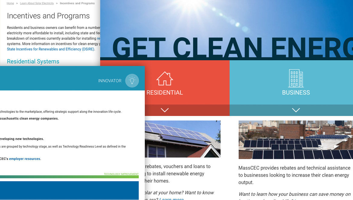 Massachusetts Clean Energy Center website montage