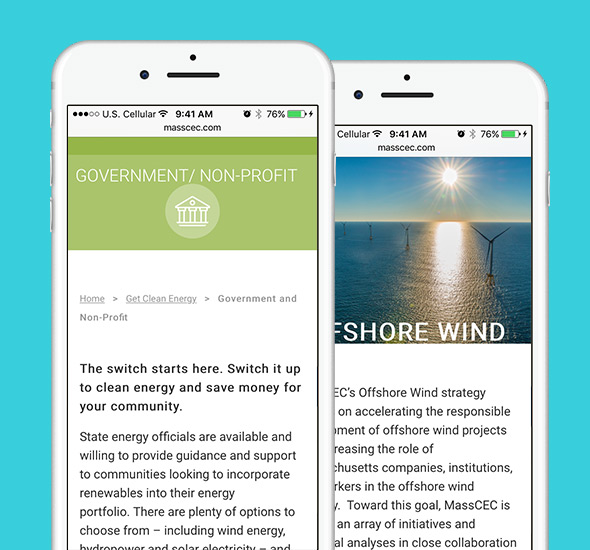 Mobile view of Massachusetts Clean Energy Center website