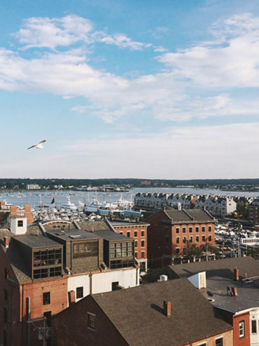 Rooftop view of Portland, Maine harbor