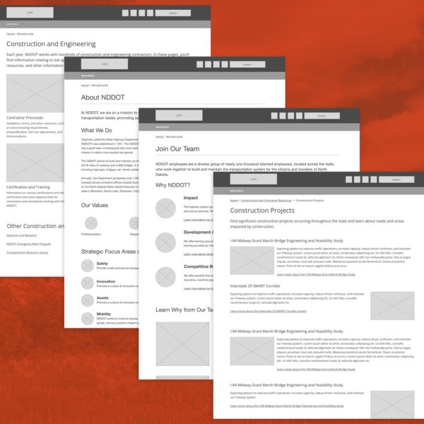 North Dakota Department of Transportation wireframes