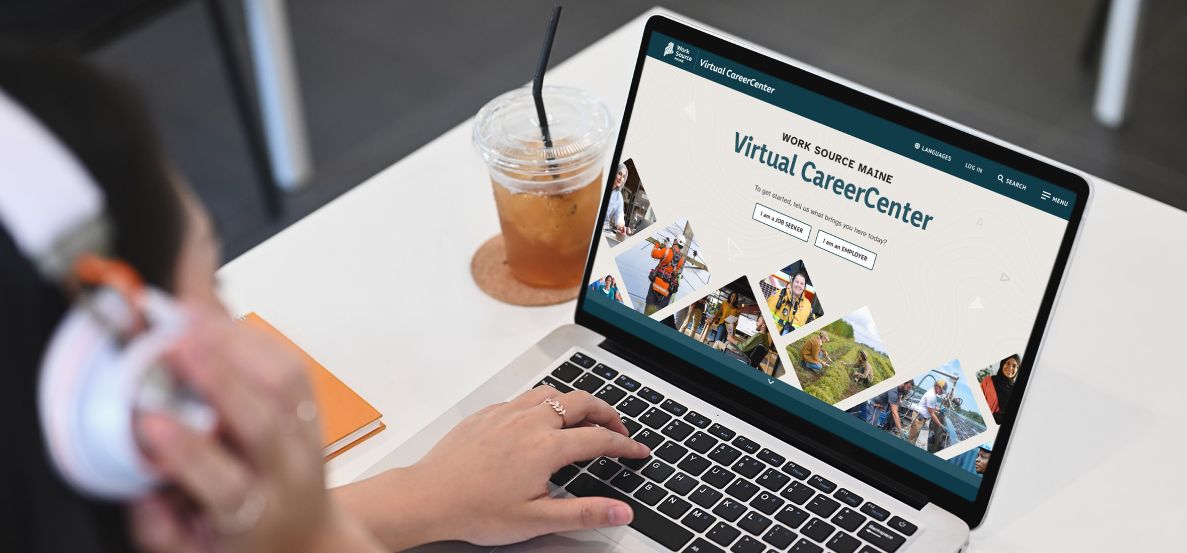 Work Source Maine Virtual CareerCenter website home page on a laptop