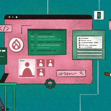 Drupal CRM illustration of developers at work