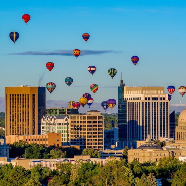 Hot air balloons over Boise, Idaho