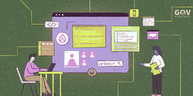 Drupal CRM illustration of developers at work