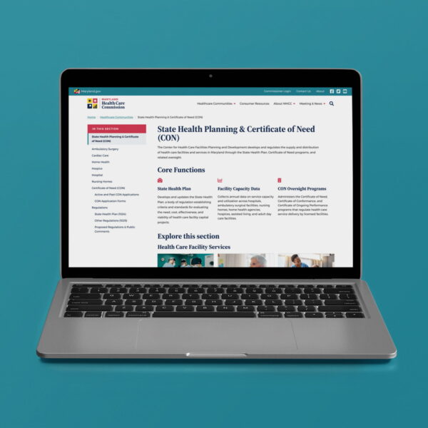 Maryland Health Care Commission portal on a laptop