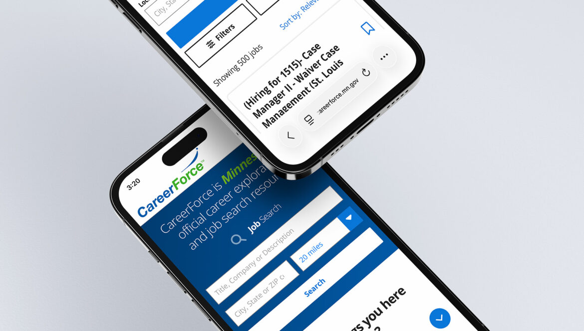 CareerForce on two mobile phones